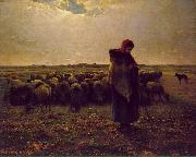 Jean-Franc Millet Shepherdess with her flock USA oil painting artist